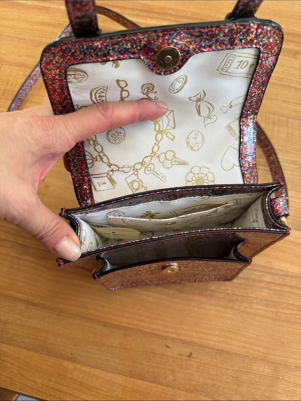 kate spade Multicolor Glitter Small Flap Crossbody Bag